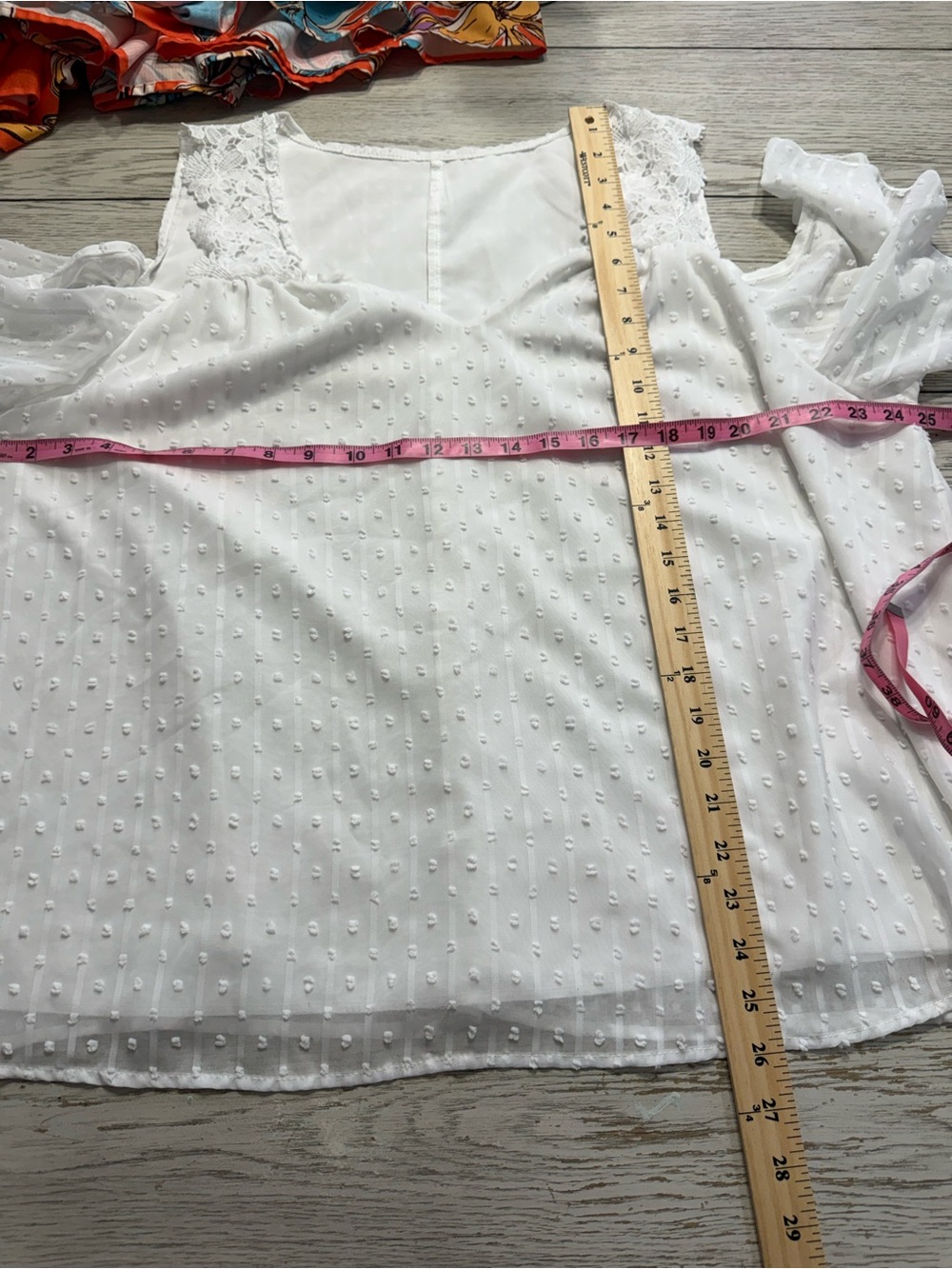 Plus-Size 2X White Cold-Shoulder Lace Strap Blouse short sleeve hip length NWOT - Picture 8 of 8